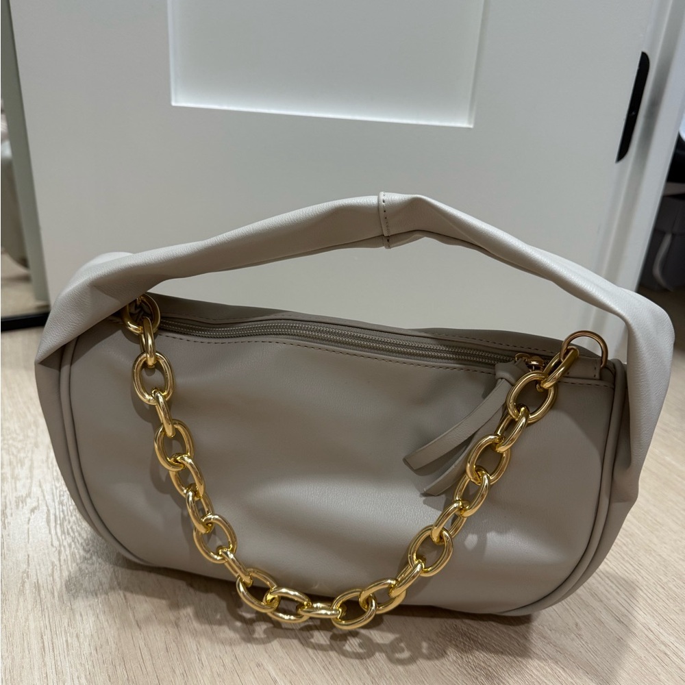 Primark Taupe Handbag with Gold Chain
